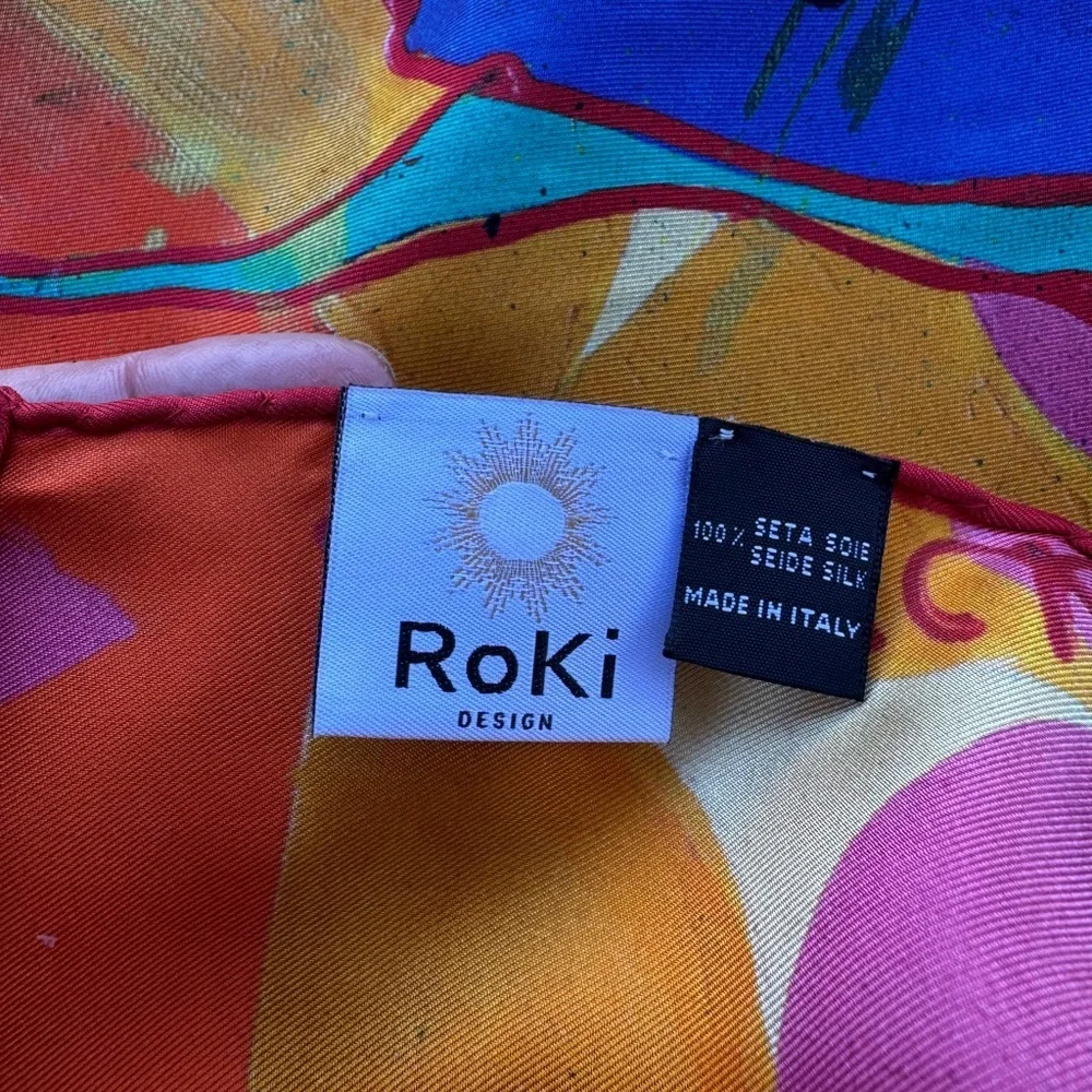 Roki Design Silk Scarf “Early Detection Saves Lives” Italian Silk Twill 35”